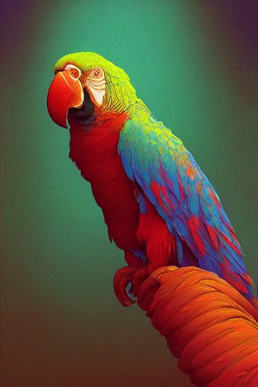 Image similar to A psychedelic parrot, ethereal, extremely high detail, photorealistic, cinematic lighting, artstation, octane render, art by Zdzisław Beksiński