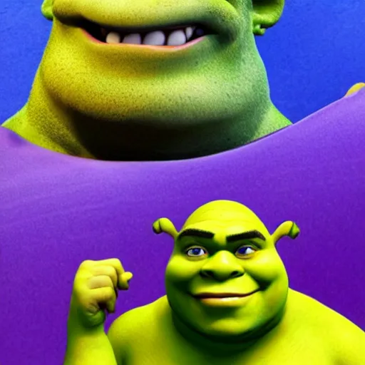 Prompt: shrek with a stretched out face