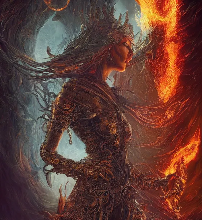 Prompt: unreal engine render + a goddess, tarot card, dark souls colour scheme, luminal, smooth, coherent, high detailed, kerem beyit, Karol Bak, james gurney, dan mumford, featured on artstation, instagram HD, unreal engine