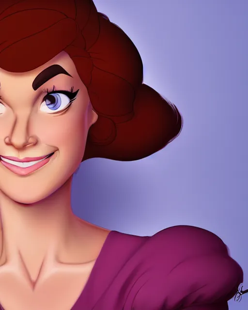 Image similar to lovely adult woman character portrait, by don bluth, highly detailed, dynamic shadows, 4 k, splash art