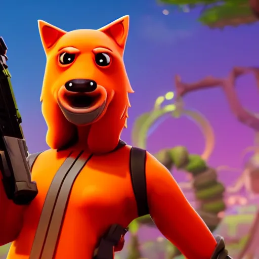Prompt: bip bippadotta as a fortnite character, wearing sunglasses, fuzzy orange puppet, in fortnite, holding a gun, 3 d unreal engine render