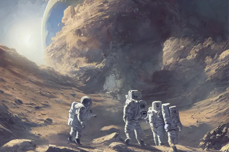 Image similar to a beautiful artwork illustration, astronauts with flashlights stand in front of a giant obsidian monolith on the moon, by greg rutkowski and jesper ejsing and raymond swanland, featured on artstation, wide angle, vertical orientation