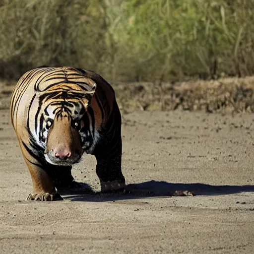 Image similar to a tiger hippo hybrid