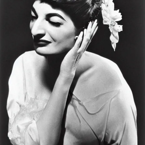 Prompt: maria callas, think different