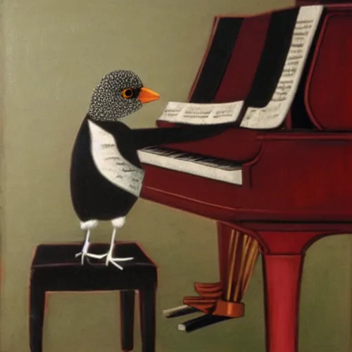 Image similar to a bird playing the piano