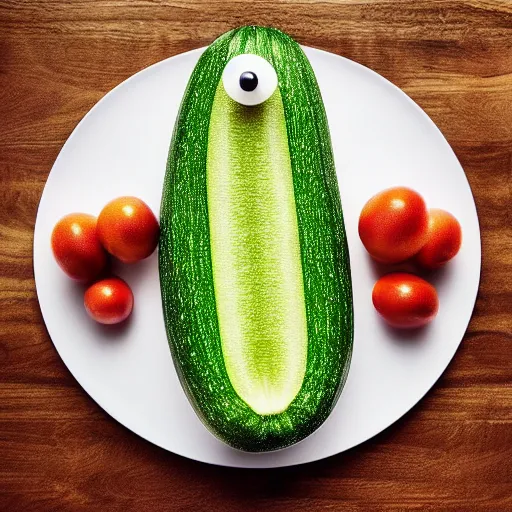 Image similar to mark zuckerberg as a zucchini, professional food photography, unreal engine