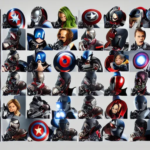 Image similar to The Avengers group photo, layered paper style