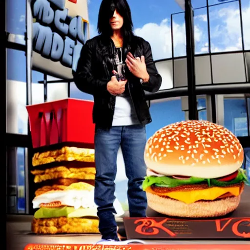 Image similar to criss angel mindfreak levitating over mcdonalds