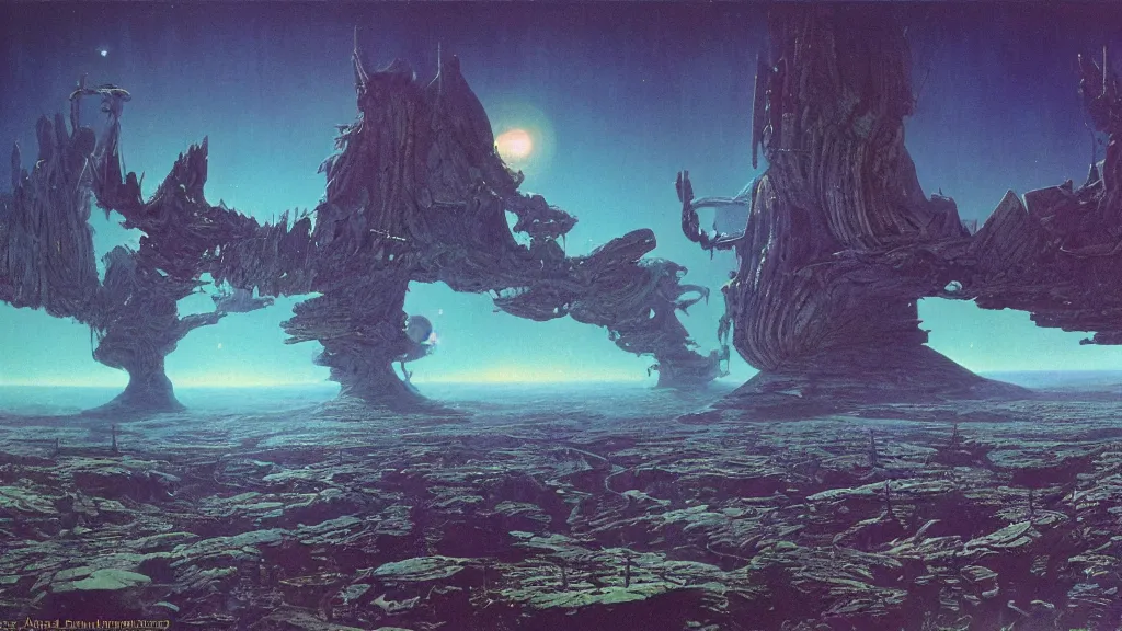 Image similar to otherworldly atmosphere of an evolving alien planet by arthur haas and bruce pennington and paul lehr, cinematic matte painting