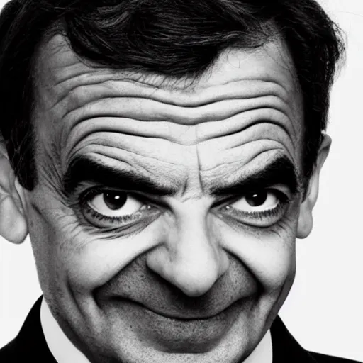 Image similar to A portrait mr bean teams up with a teenage rowan atkinson, perfect faces, 50 mm, award winning photography