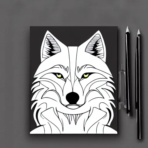 Image similar to full-body sideways wolf template base, digital line-art, simple, coloring book style, black and white, high quality, HD, 8K