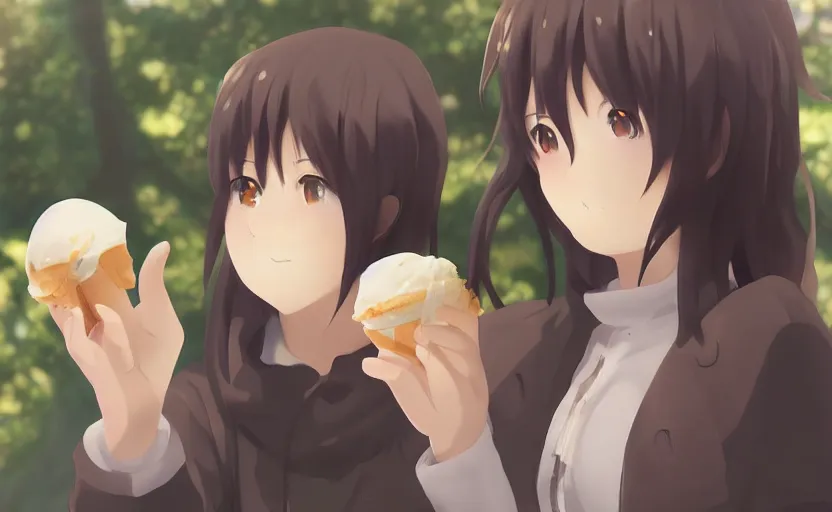 Anime-style girl holding a whipped cream pie on Craiyon