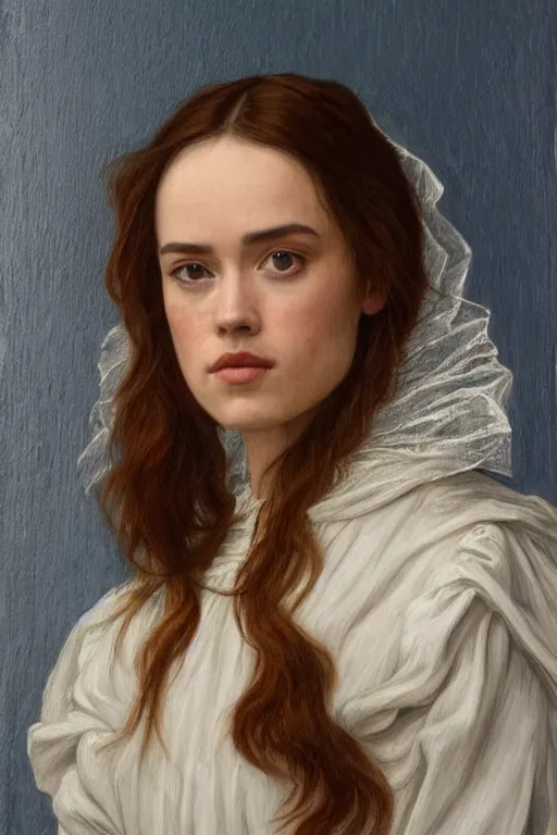 Prompt: a pre raphaelite painting of daisy ridley wearing white acrylic retro oval sunglasses by dante gabriel rossett