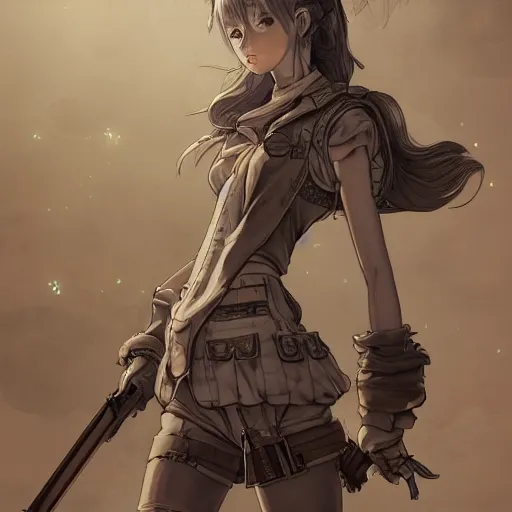 Prompt: illustration of military girl that resembles an absurdly beautiful, graceful, elegant, sophisticated anime girl, an ultrafine hyperdetailed illustration by kim jung gi, irakli nadar, intricate linework, bright colors, octopath traveler, final fantasy, unreal engine 5 highly rendered, global illumination, radiant light, detailed and intricate environment