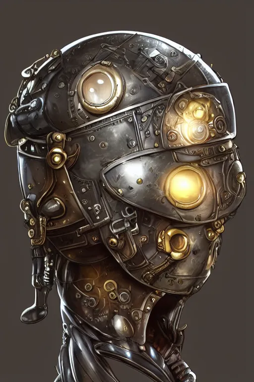 Image similar to steampunk helmet fantasy art mask robot ninja stylized digital illustration sharp focus, elegant intricate digital painting artstation concept art global illumination ray tracing advanced technology chaykin howard and campionpascale and cooke darwyn and davis jack