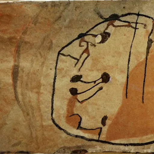 Prompt: a cave painting depicting the theory of relativity