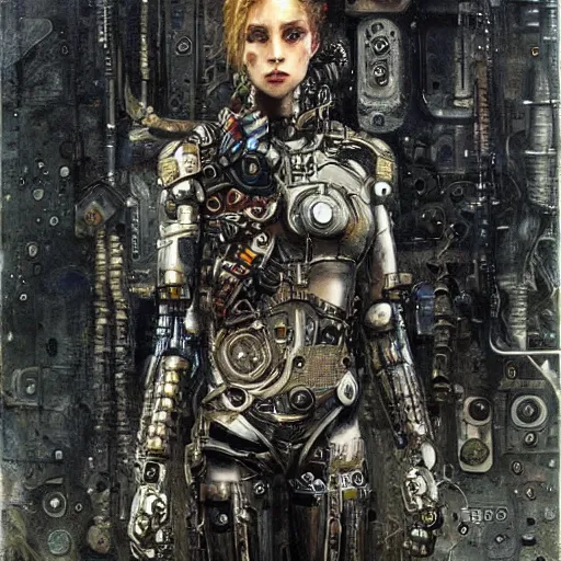 Prompt: well - armed cybernetic female supersoldier, intricate detail, klimt, royo, whealan,