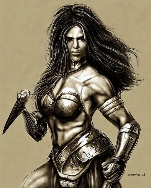 Image similar to a beautiful and strong female warrior by Raoul Vitale