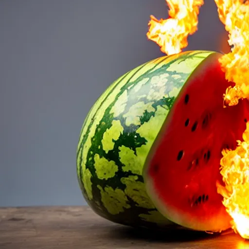 Image similar to photo of a watermelon on fire