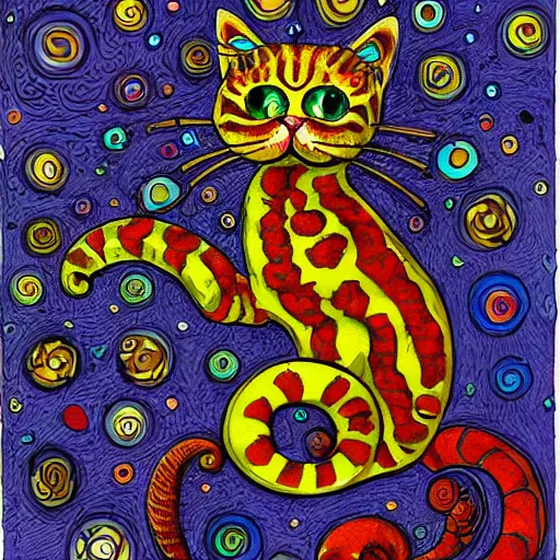 Prompt: cat seahorse shapeshifter, humanoid fursona by Louis Wain, furaffinity, trending on artstation