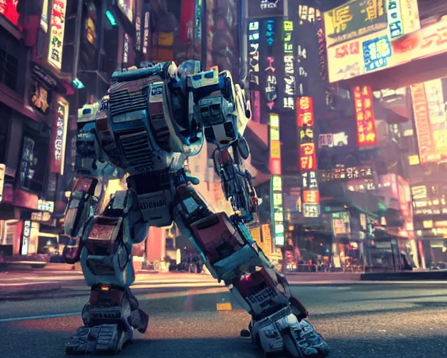 Image similar to CHAPPIE Breakdancing In The Middle of Neo Tokyo, Full Figure, 8K, octane render, HDR, photorealistic, volumetric lighting, Hyperrealistic-H 960