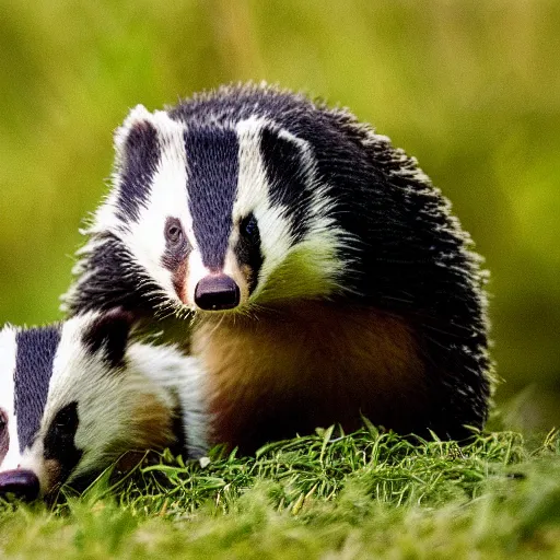 Prompt: a badger and an onion are best friends, realistic, 4k,