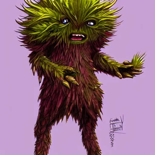 Image similar to A humanoid thistle monster, highly detailed, digital art, sharp focus, trending on art station, fern, anime art style