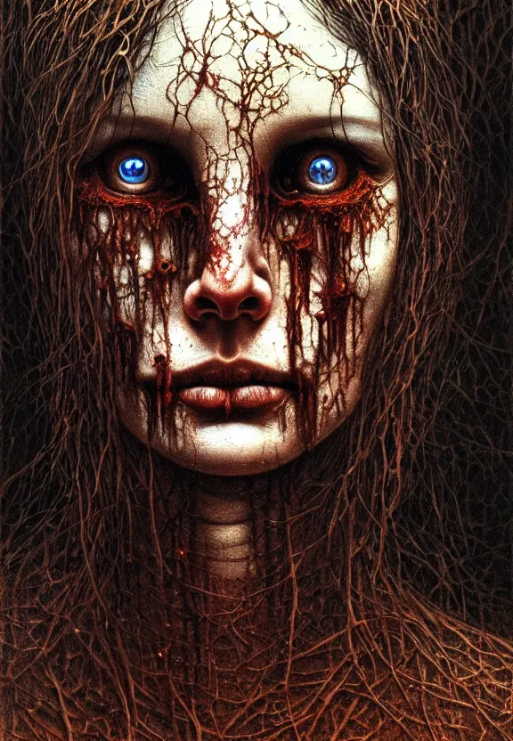 Image similar to ultra realist intricate detailed horror portrait of a single rugged attractive female, accurate features, apocalyptic, very intricate details, 8 k resolution, dim lighting, dramatic lighting, artstyle zdzisław beksinski, award winning