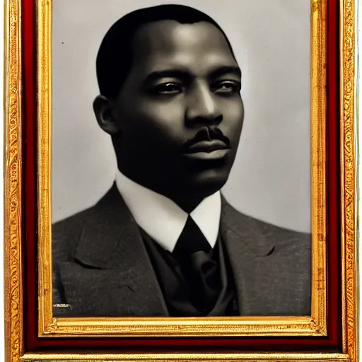 Prompt: a portrait of a black king in 1920s America, detailed,