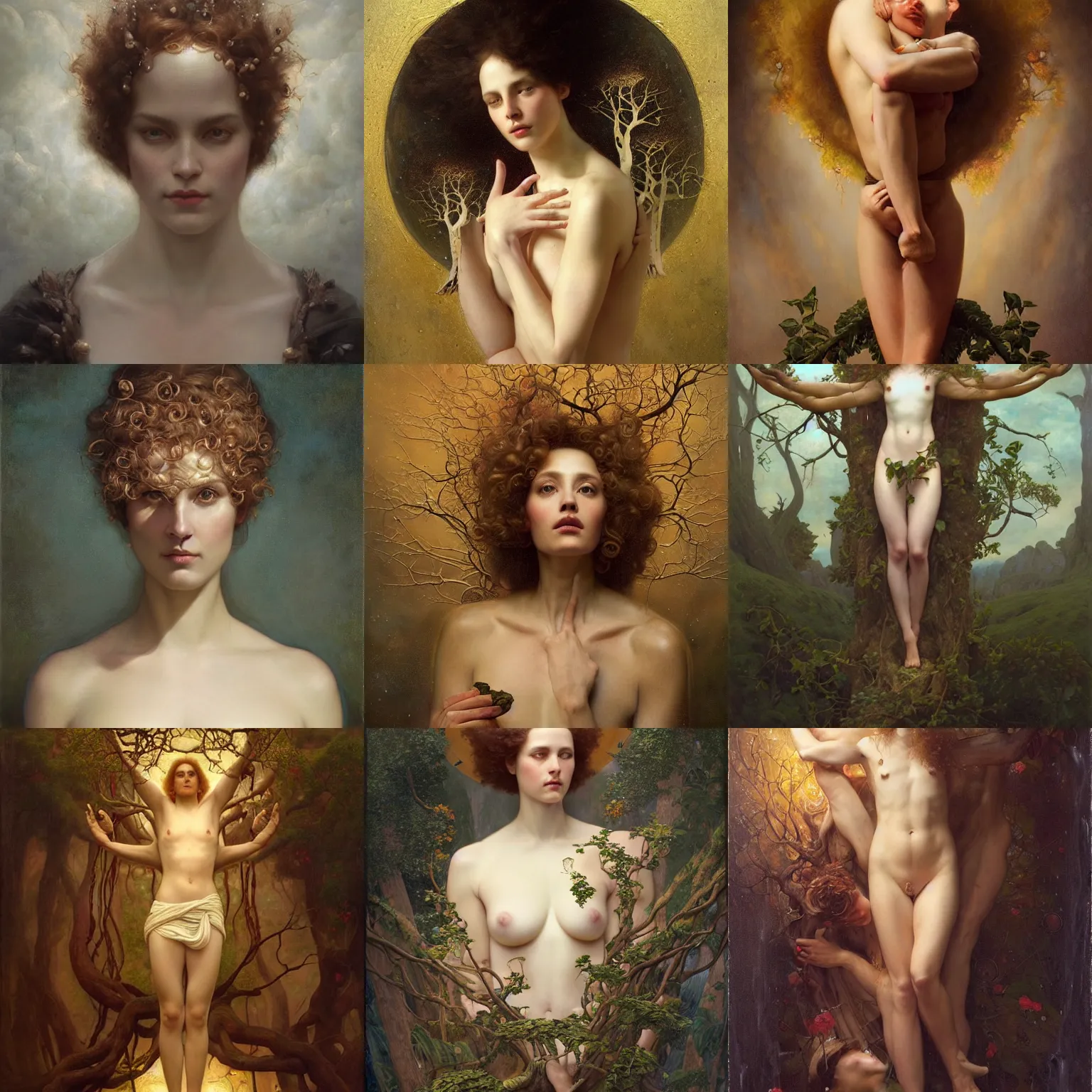 Prompt: the tree of life!!!!!! | by roberto ferri, by tom bagshaw, by j. c. leyendecker and klimt, american romanticism, artstation, cgsociety, highly detailed oil painting, very intricate, cinematic lighting, award - winning