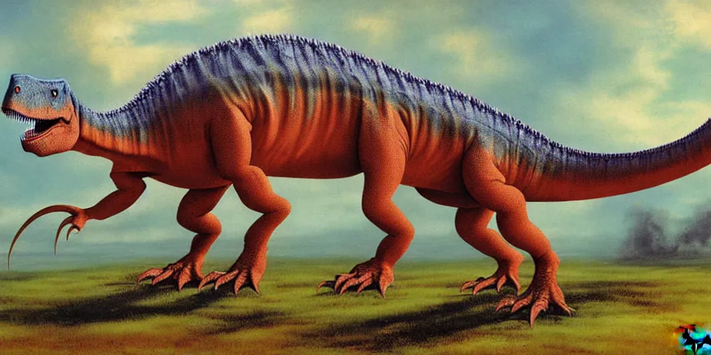 Prompt: a dinosaur animal creature by neville page, ken barthelmey