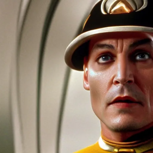 Image similar to johnny depp as captain jean luc picard of the starship enterprise