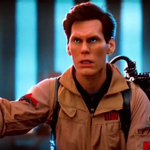 Image similar to Live Action Still of Jerma in Ghostbusters, real life, hyperrealistic, ultra realistic, realistic, highly detailed, epic, HD quality, 8k resolution, body and headshot, film still