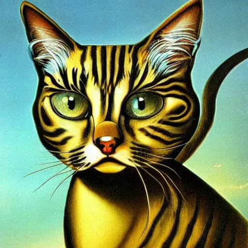 Image similar to a surrealist painting of a cat by salvador dali, beautifully detailed, smooth, intricate