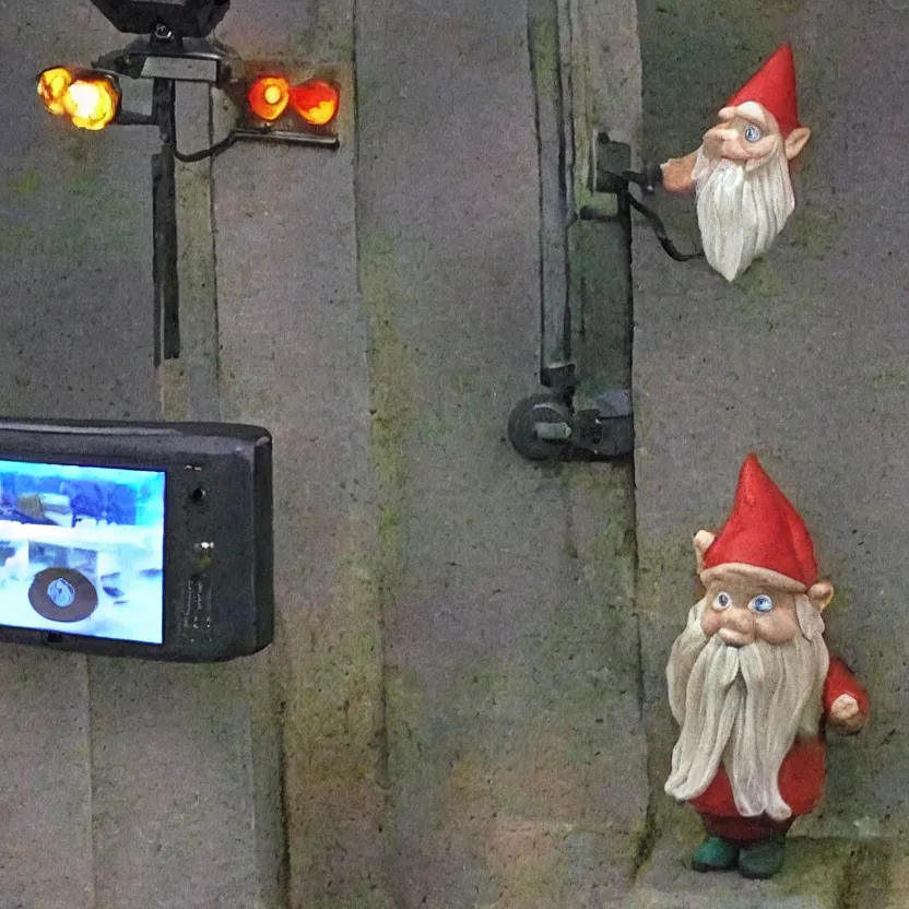 Image similar to a live gnome, cctv footage