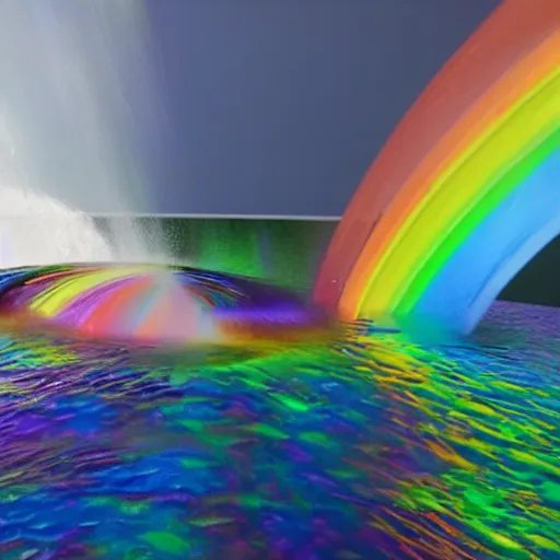 Image similar to a lot of multicolored rainbow iridiscent water splashes, water explosion, render, octane render, 3 d, unreal engine, raytracing, 8 k