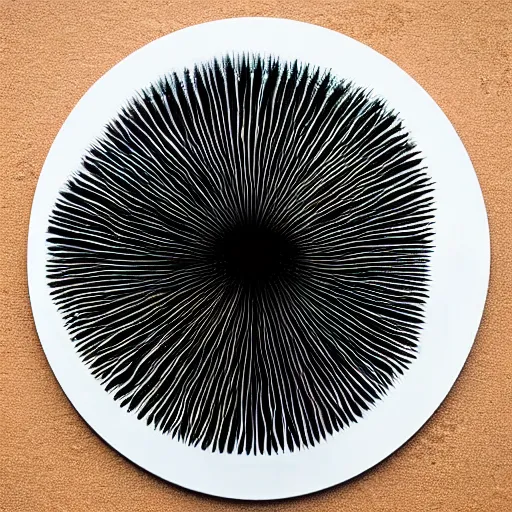 Image similar to rorschach test made of ferrofluid on a metal plate, hyper realistic