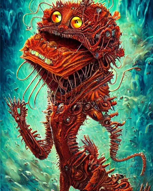 Prompt: bloody fleshmetal cyborg garfield eats jon, by antonio j. manzanedo, giger, alex grey, android jones, wayne barlowe, philippe druillet, raymond swanland, cyril rolando, josephine wall, harumi hironaka, trending on artstation