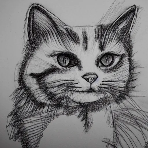 Image similar to a sketch of a cat handmade with a pen