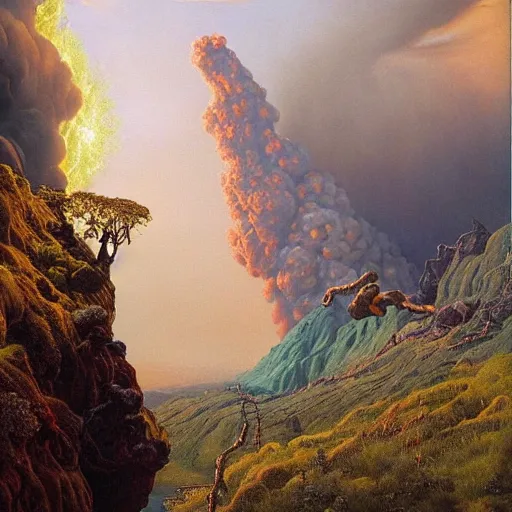 Image similar to paint surrealist 🌋, ferdinand knab, high definition and detailed 4 k