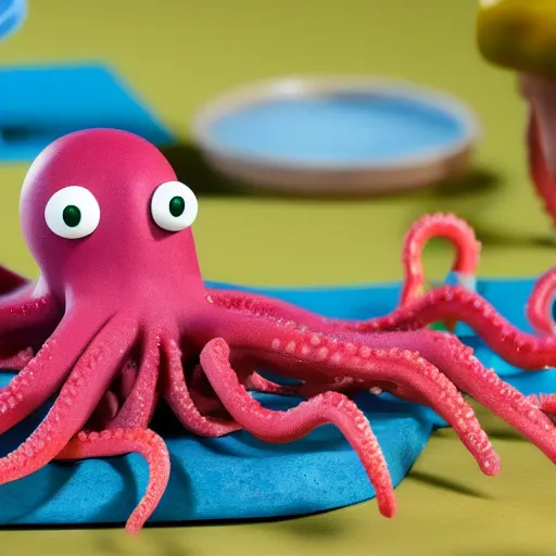 Prompt: claymation aardman animation of an octopus