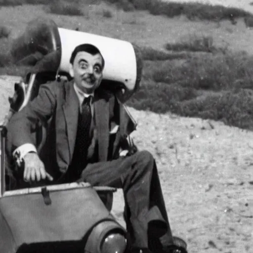 Image similar to Archival photo of Mr Bean launching the atomic bomb