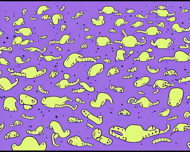 Image similar to A swarm of alien hippos animated by Pendleton Ward