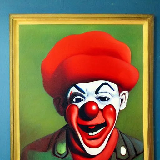 Image similar to clown, communist, soviet propaganda painting