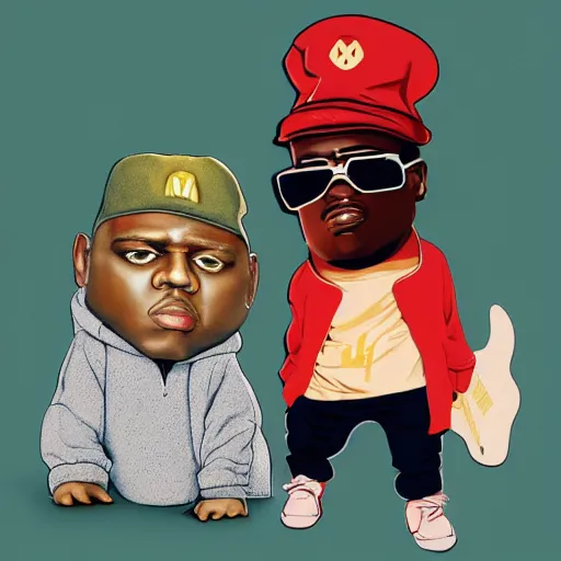 Prompt: Biggie Smalls and Stuart Little, hip hop album cover