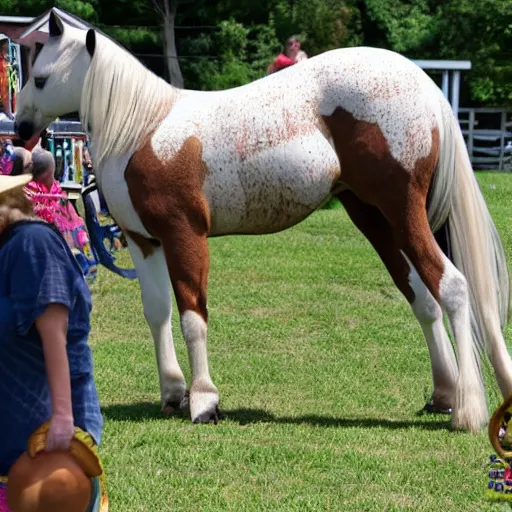 Image similar to Obese Anthro Horse at a County Faire