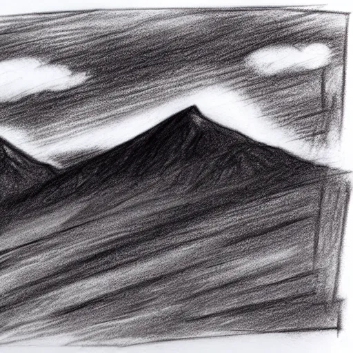 Image similar to charcoal pencil sketch of mountains, lower third, high contrast, black and white