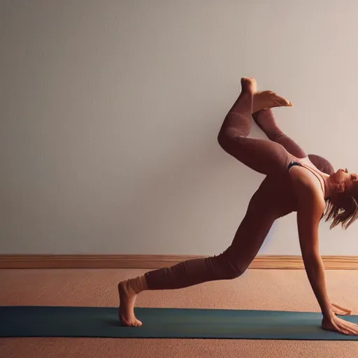 Prompt: emma watson doing a yoga pose, detailed, warm lighting, 8 k, studio, photography, glamour
