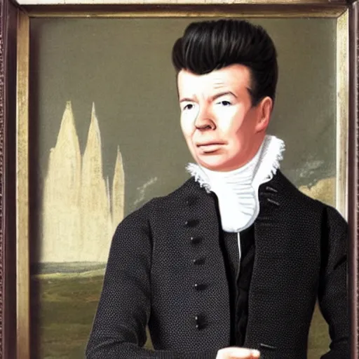 Prompt: rick astley in a suit, 1 8 th century style