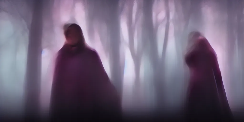 Image similar to screenshot of Luke Skywalker in dark jedi robe is lost on a surreal pink planet with black trees, minamilist 1970s sci fi film by Stanely Kubrick film, color kodak, Ektachrome, anamorphic lenses, detailed faces, hyper-realistic, photoreal, detailed portrait, moody award winning cinematography, beautiful lighting